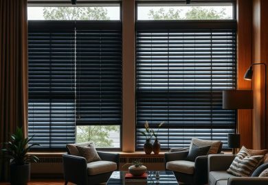 Czarne drewniane żaluzje do różnych stylów wnętrz i aranżacji