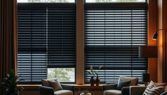 Czarne drewniane żaluzje do różnych stylów wnętrz i aranżacji