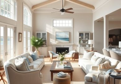 Styl hampton w salonie: jak połączyć wakacyjny klimat z elegancją i funkcjonalnością wnętrza