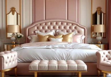 Styl glamour w sypialni: jak połączyć luksus z komfortem i uniknąć przesady przy aranżacji