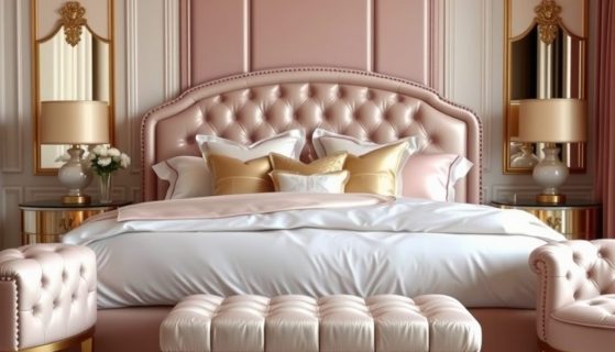 Styl glamour w sypialni: jak połączyć luksus z komfortem i uniknąć przesady przy aranżacji