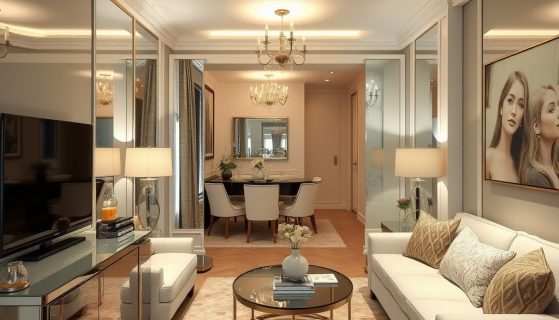 Styl glamour w małym mieszkaniu: jak połączyć luksus z funkcjonalnością i przestronnością