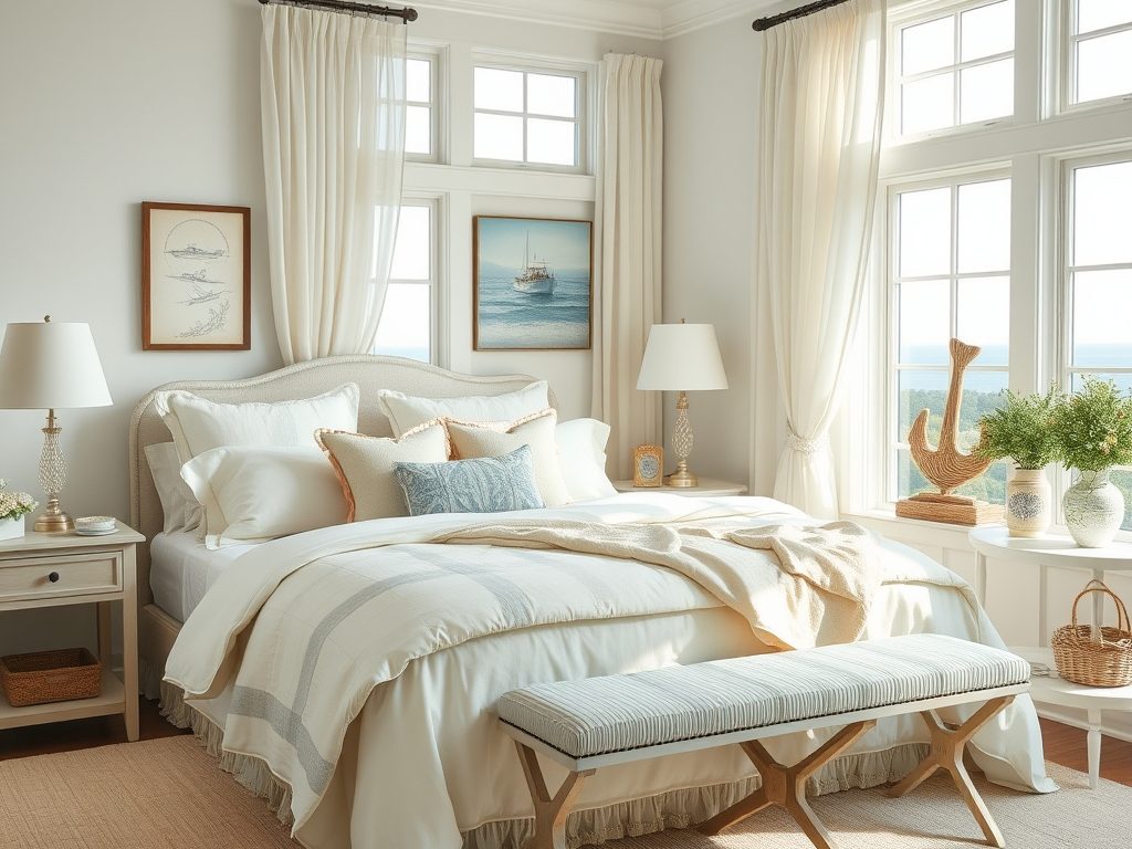 Styl Hampton w sypialni: jak połączyć elegancję z przytulnym nadmorskim klimatem krok po kroku