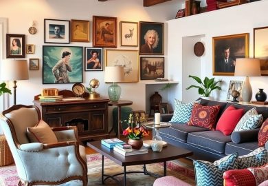 Styl eklektyczny w salonie: jak połączyć różnorodność z wygodą i harmonią aranżacji