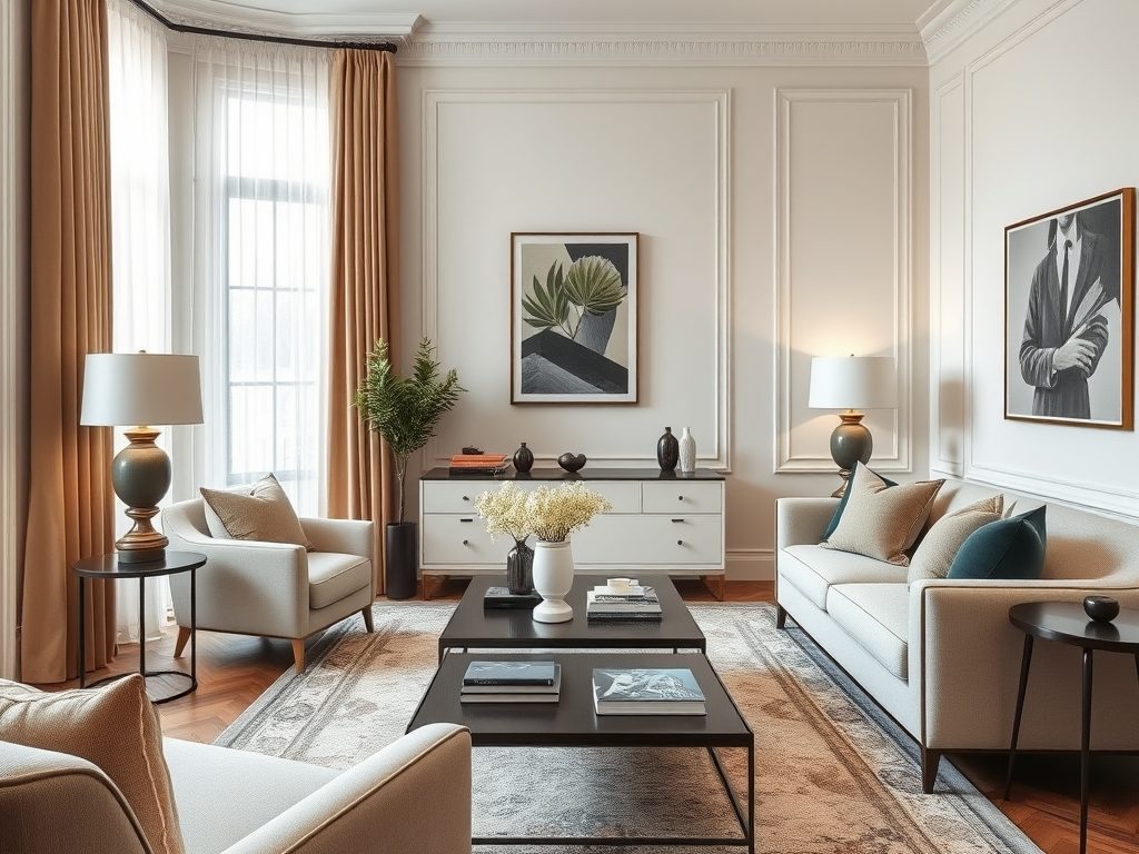 Styl modern classic w salonie: jak połączyć elegancję z nowoczesną funkcjonalnością krok po kroku
