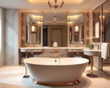 Styl glamour w łazience: jak połączyć luksus z funkcjonalnością i optycznym powiększeniem przestrzeni