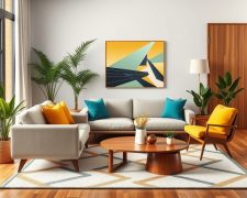 Styl mid century modern kolory: jak łączyć naturalne tony z żywymi akcentami dla harmonii wnętrza