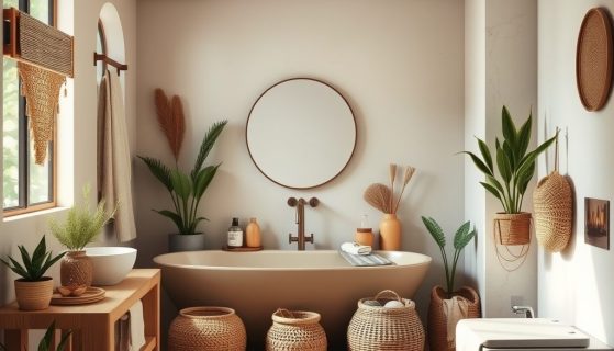 Jak urządzić łazienkę w stylu boho: naturalne materiały, kolory i praktyczne wskazówki aranżacyjne